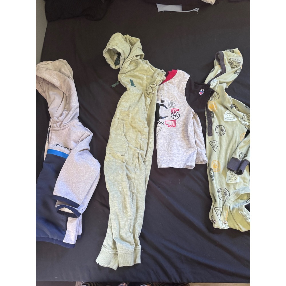 Champion & Carter's Toddler Boy 18M Lot Hoodie Romper Bodysuit Shirt 4pc‎
